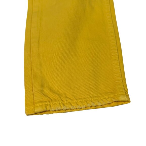 AMO Womens Tomboy Crop Pants Yellow Denim Size 27 Relaxed Fit Button Fly - Picture 13 of 16